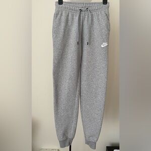 Nike Grey women’s Fleece Joggers with White Swoosh Size XS